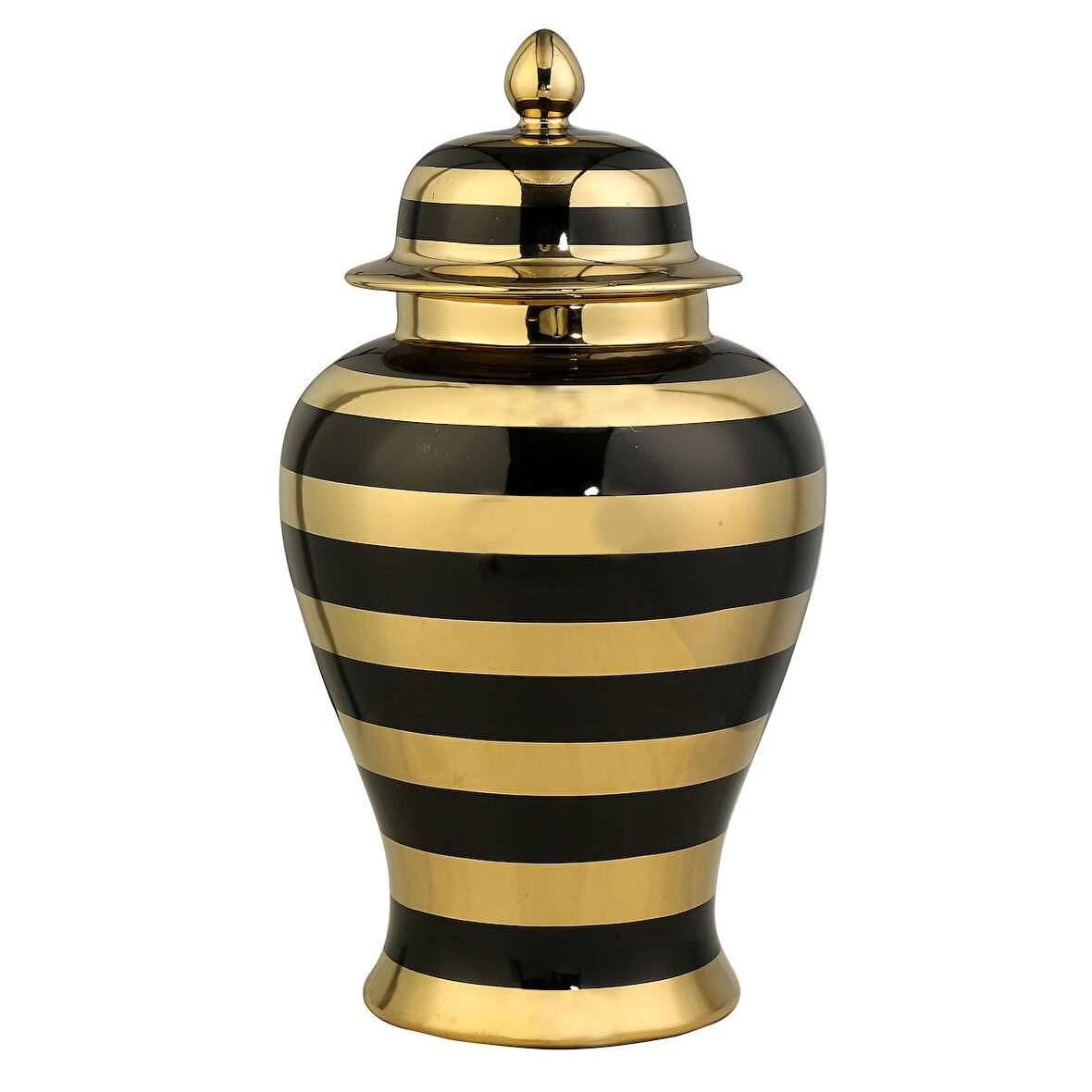 Vitale Dory Çizgili Vazo Siyah Gold 14x22x38 cm AK.WLT0613