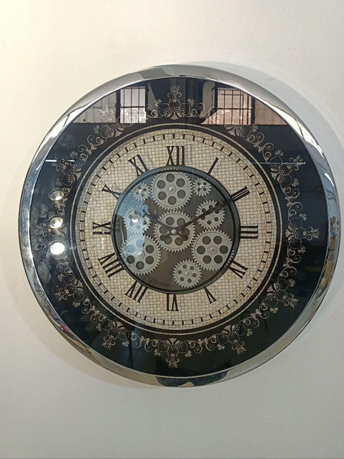 Vıtale 60 cm Çarklı Krom Kaplama Duvar Saati