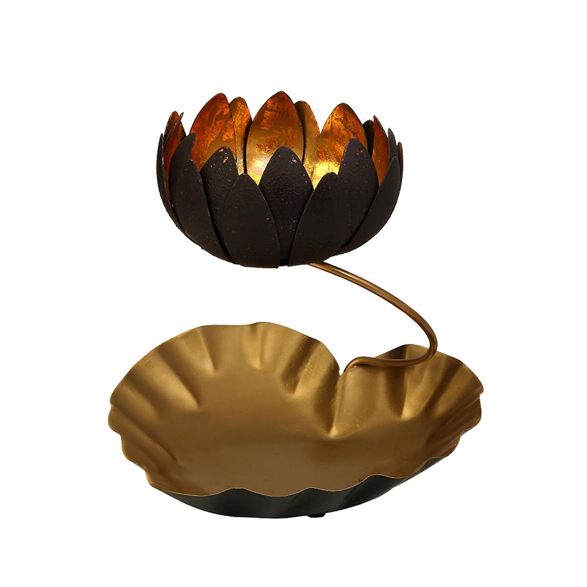 Vitale Lotus Çiçeği Gold Mumluk 24 cm AK.JB0207