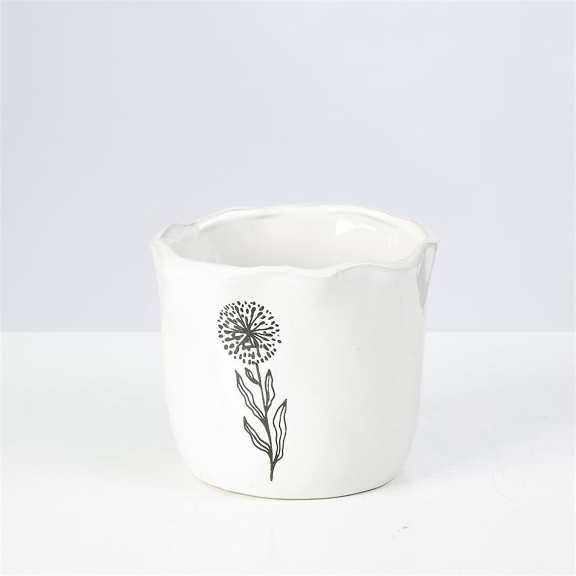 Vitale Çiçek Desenli Beyaz Vazo 13 cm AK.JF095004140
