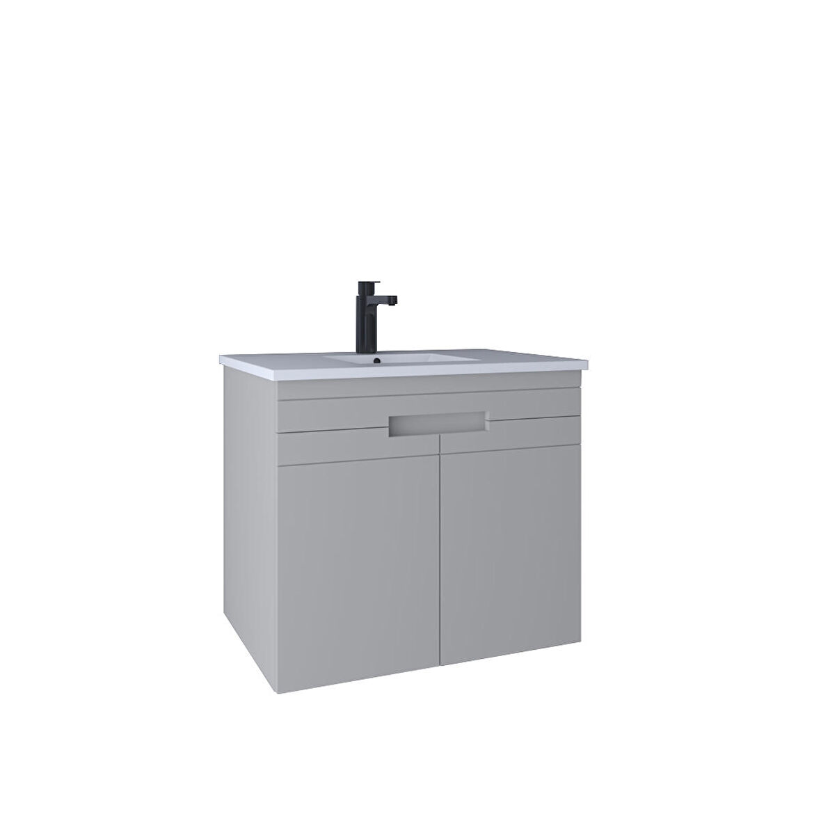 Kobos Meta 71 cm Lavabo Dolabı Kapaklı Light Grey KB710056