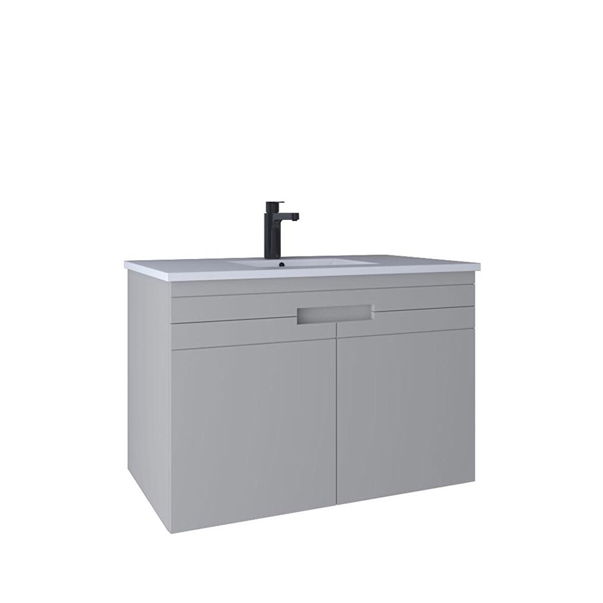 Kobos Meta 91 cm Lavabo Dolabı Kapaklı Light Grey KB710059