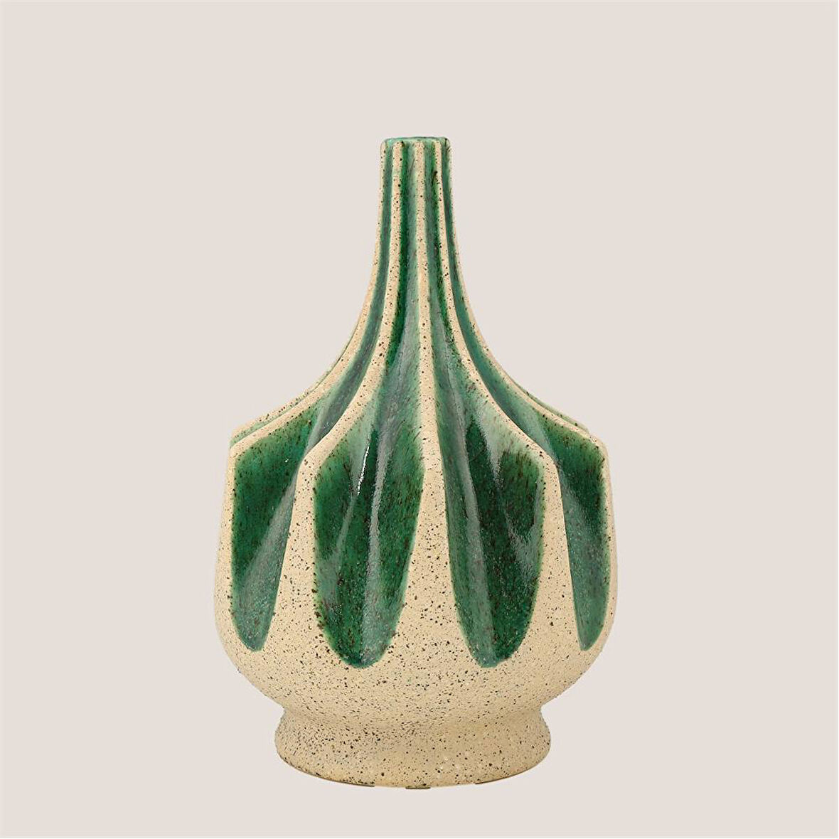 Vitale Seramik Yeşil Krem Summer Vazo 21*21*31 cm