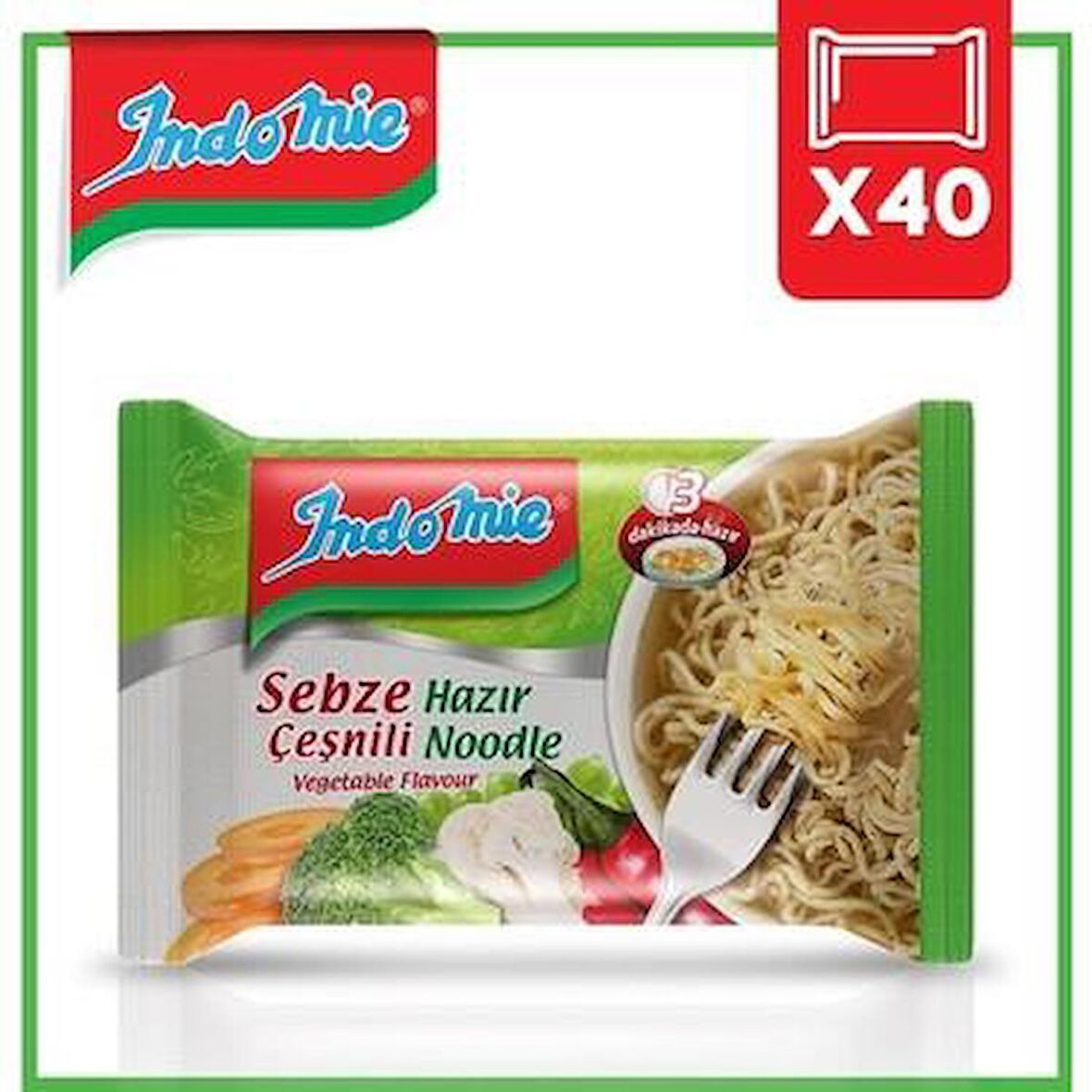 İndomie Sebze Çeşnili Hazır Noodle 40'lı Koli