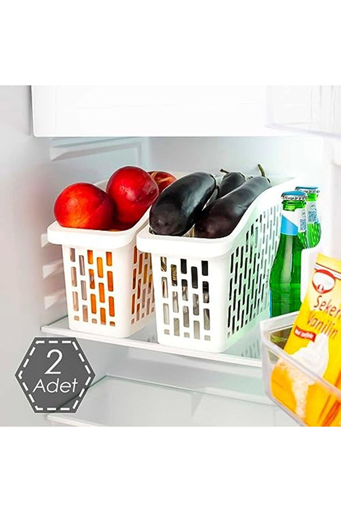 Porsima Org-22  Çok Amaçlı Buzdolabı İçi Düzenleyici Sebze Meyve Organizer Sepet  ( 2 adet)