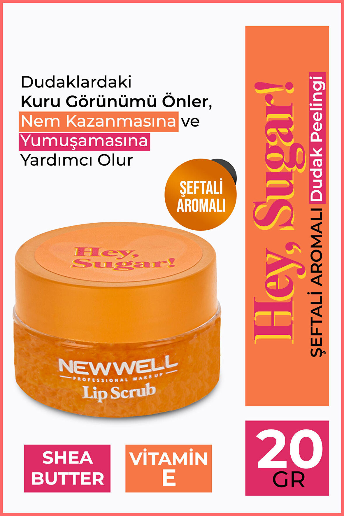 Hey Sugar! Şeftali Aromalı Dudak Peelingi 20gr