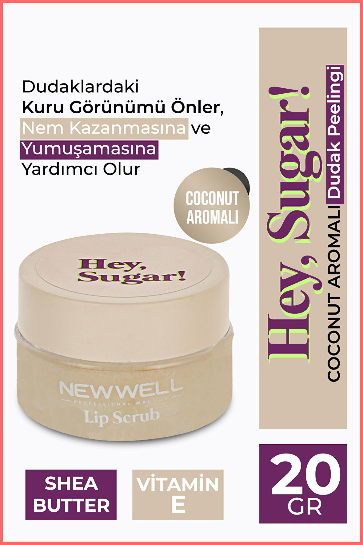 Hey Sugar! Hindistan Ceviz Aromalı Dudak Peelingi 20gr