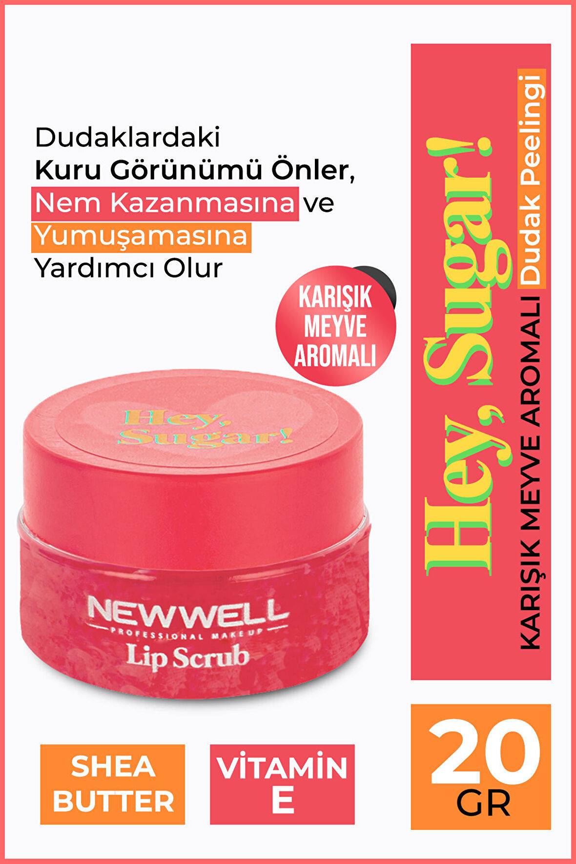 Hey Sugar! Karışık Meyve Aromalı Dudak Peelingi 20gr