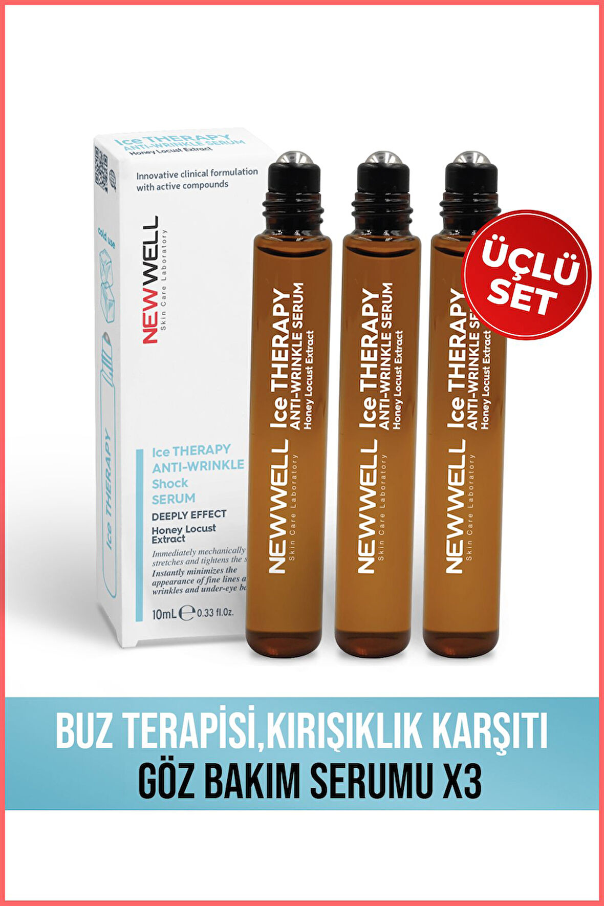 3 Adet Buz Terapisi,Kırışıklık Karşıtı Göz Bakım Serumu 10ML
