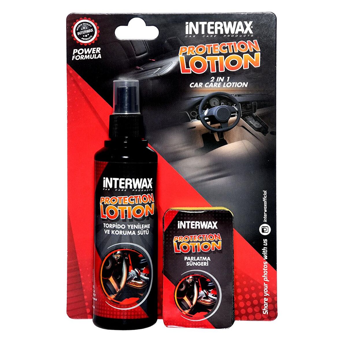 INTERWAX İKİLİ SET (Torpido Yenileme ve Koruma Sütü+Süngeri)200ml