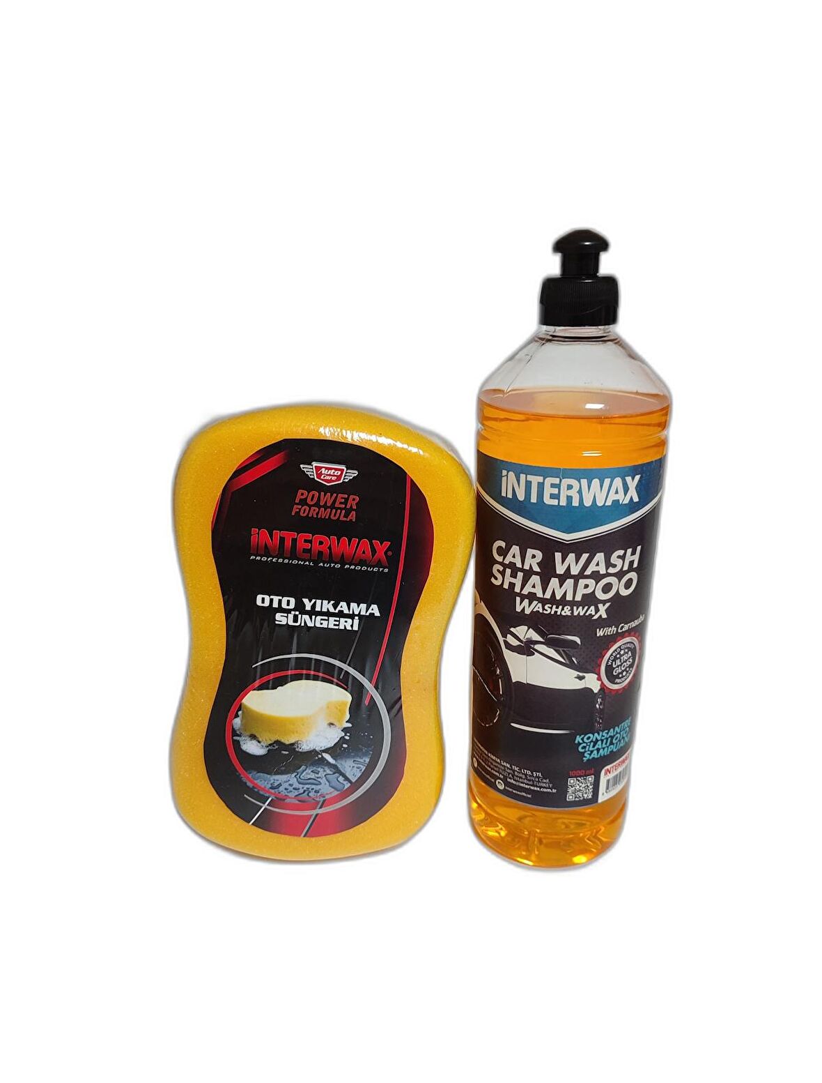 İNTERWAX CİLALI OTO ŞAMPUANI 1 LT & İNTERWAX POWER FORMULA OTO YIKAMA SÜNGERİ