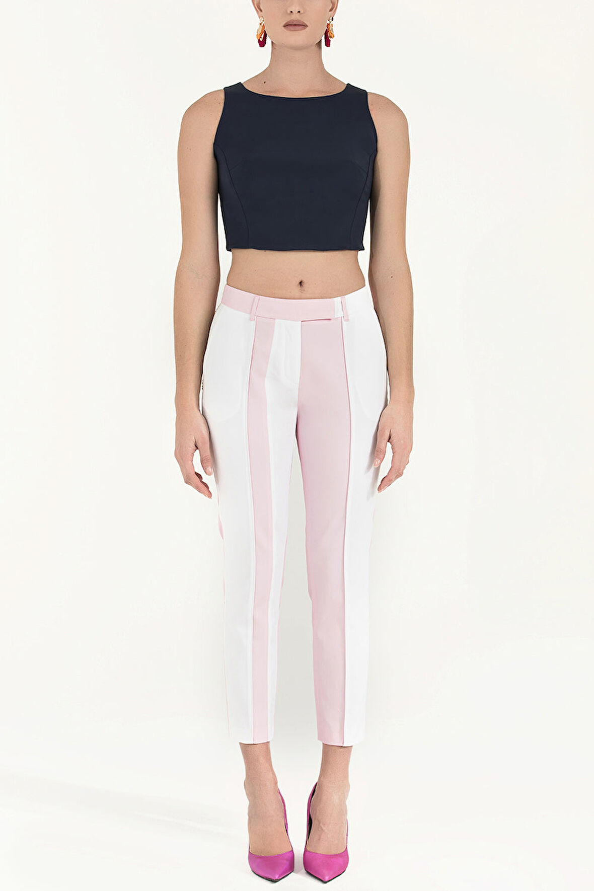 Pembe Çift renkli boru paça pantolon 41012 | 40