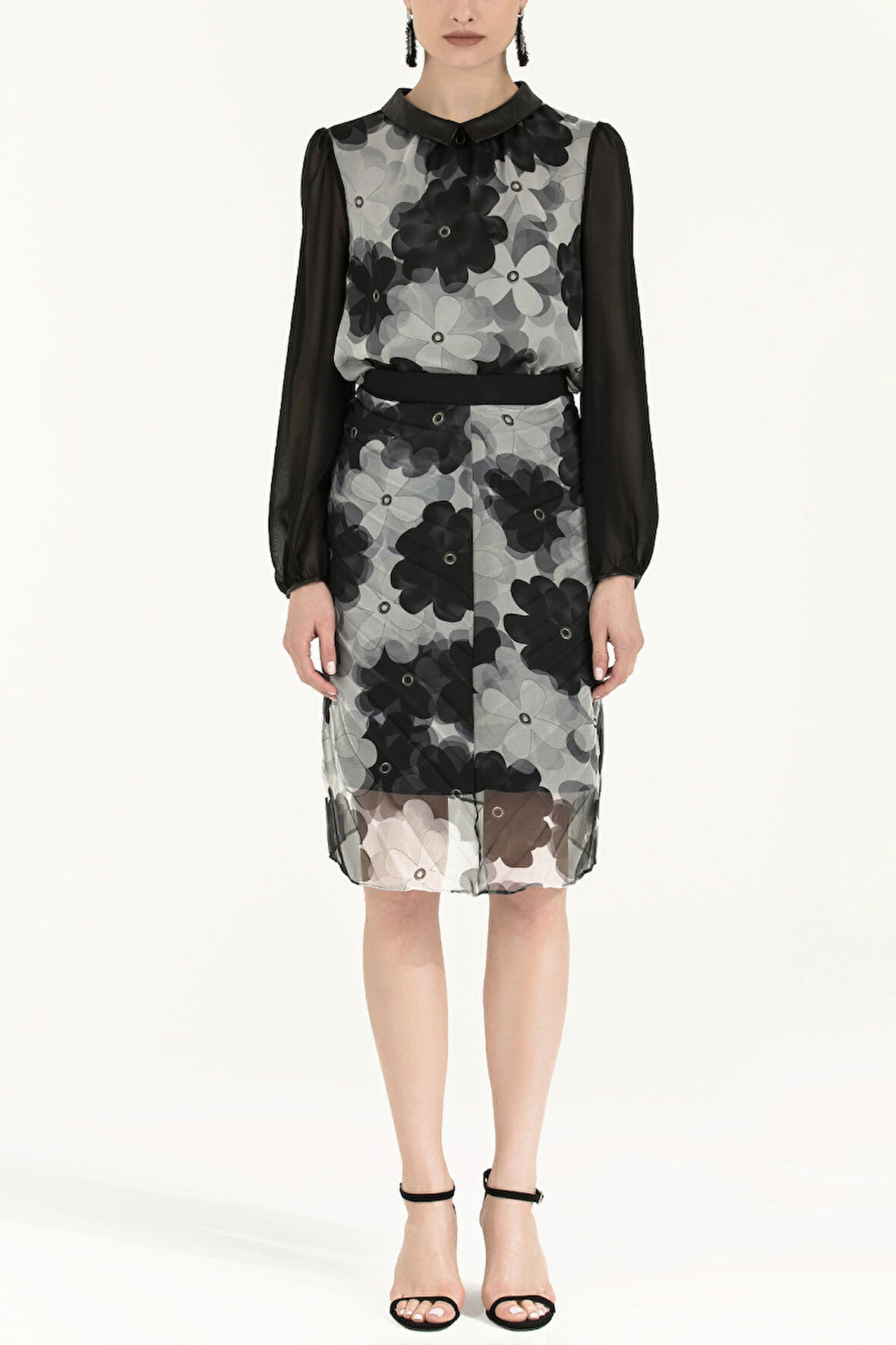 Siyah Piliseli desenli etek 80731 | 38