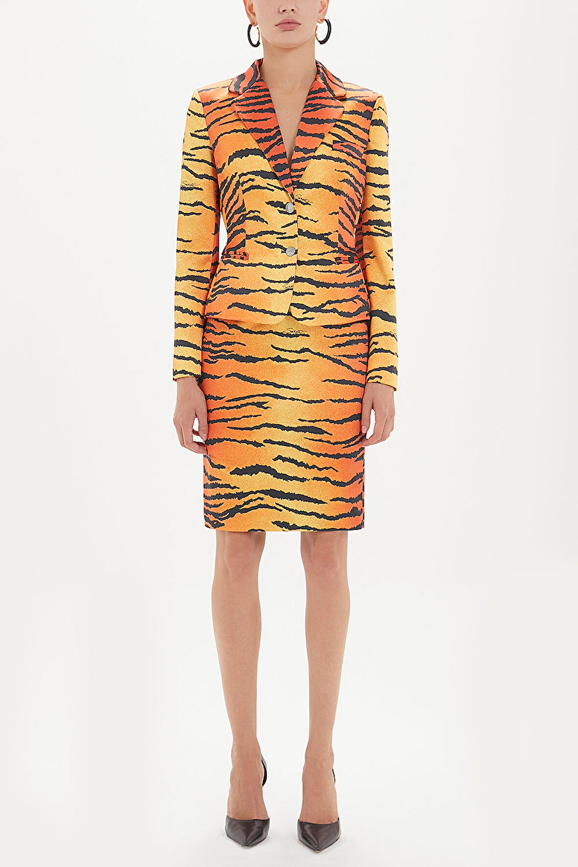 Kırmızı Desenli diz üstü etek 80744 | 42