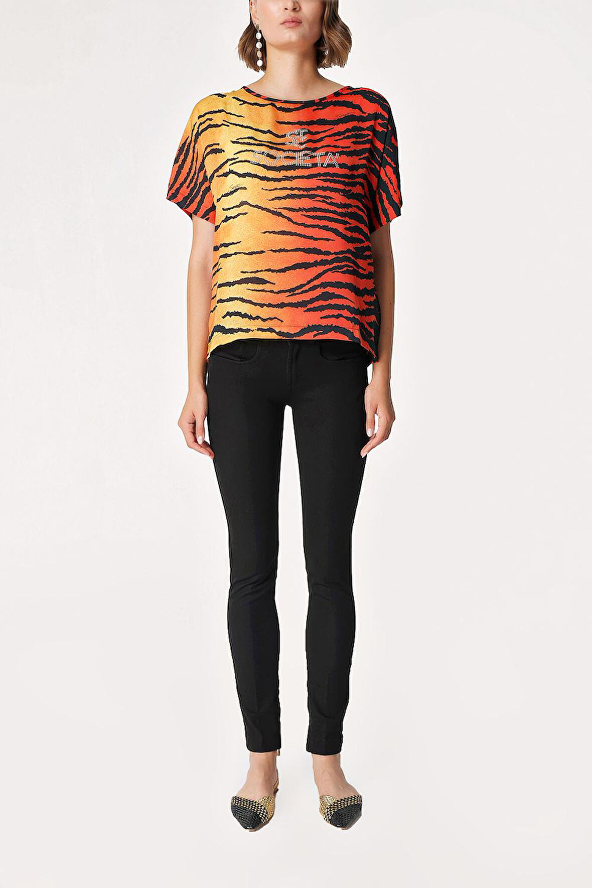 Kırmızı Desenli bol kesim bluz 19192 | 42