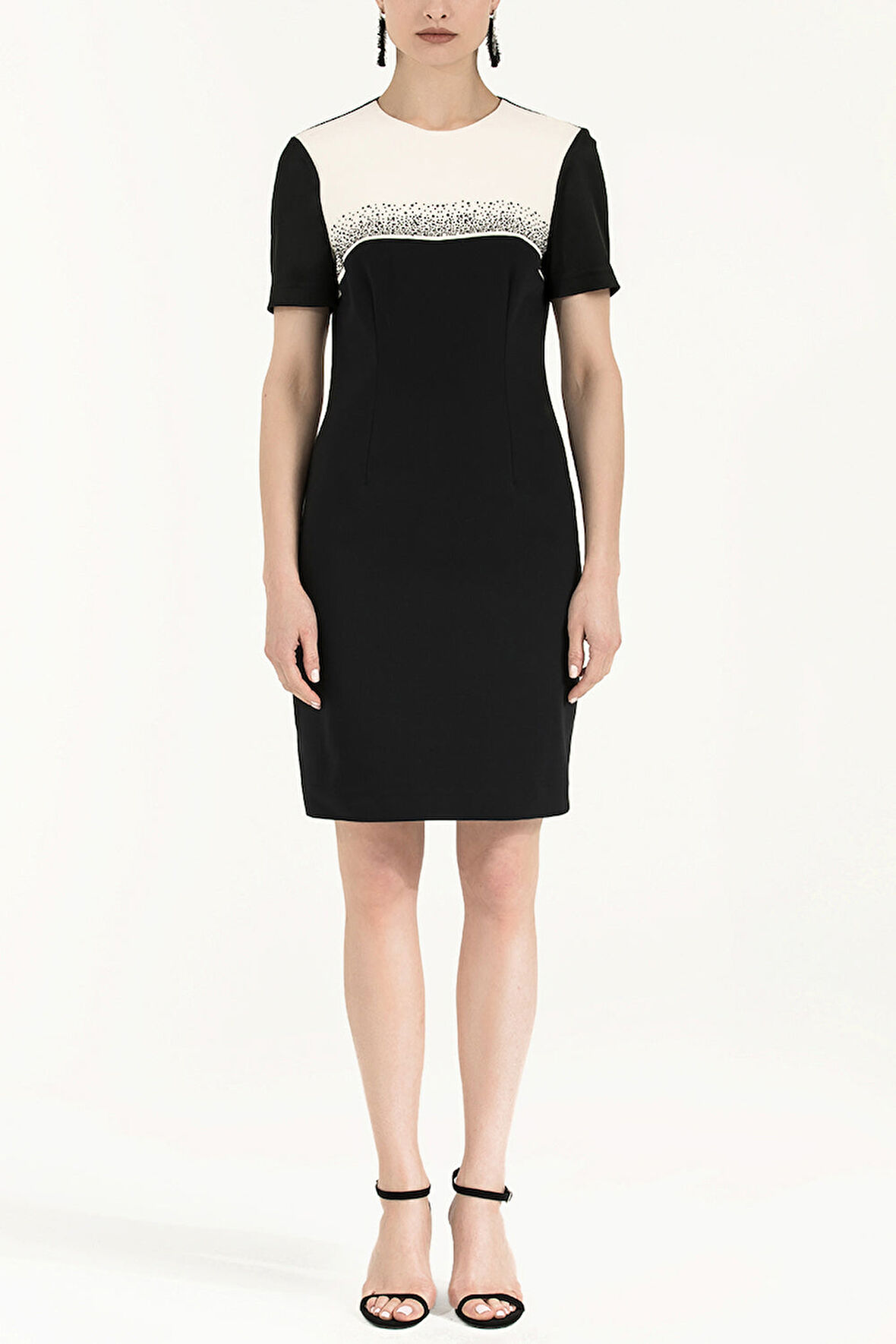 Siyah Kısa kollu dar kesim mini elbise 91399 | 40