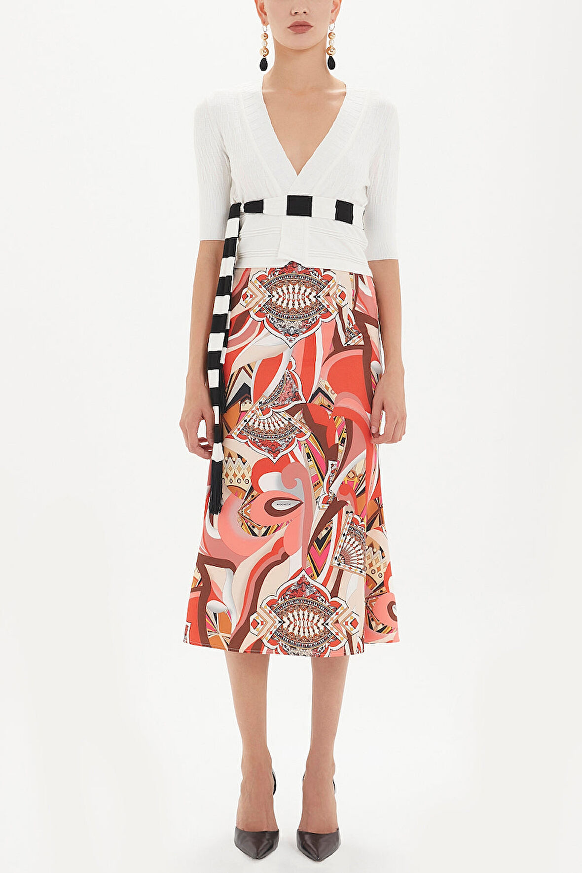 Desenli Beli lastikli baskılı etek 80855 | 42