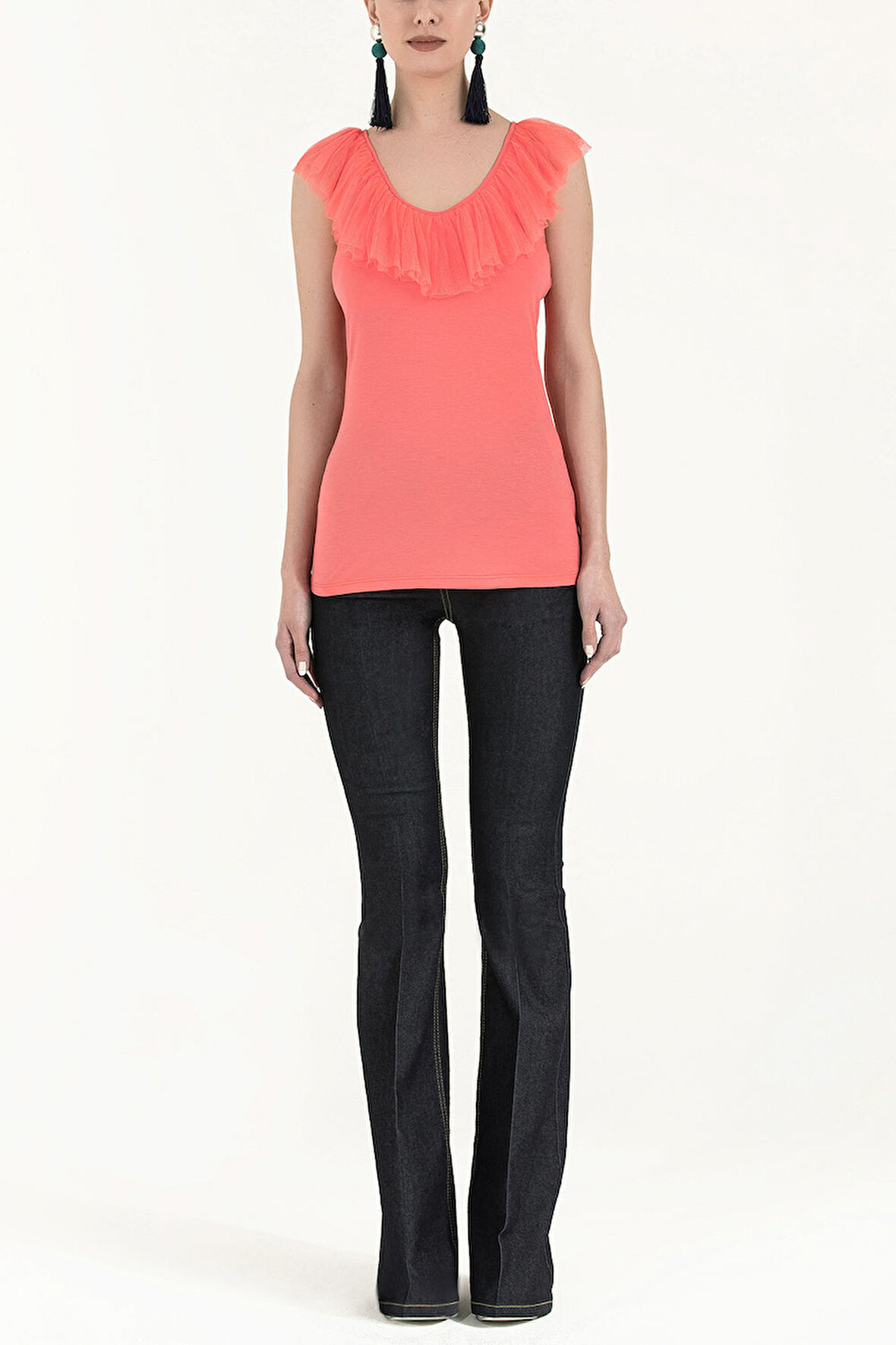 Mercan Piliseli V yakalı bluz 19596 | 44