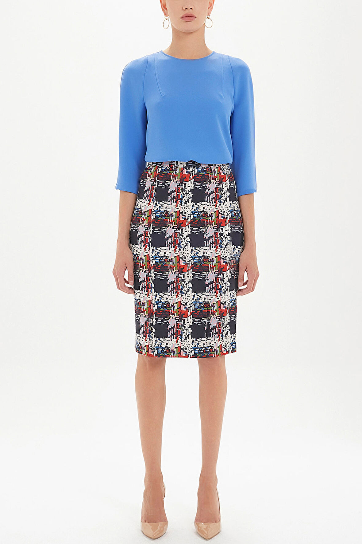 Desenli Fermuar detaylı desenli etek 80976 | 40