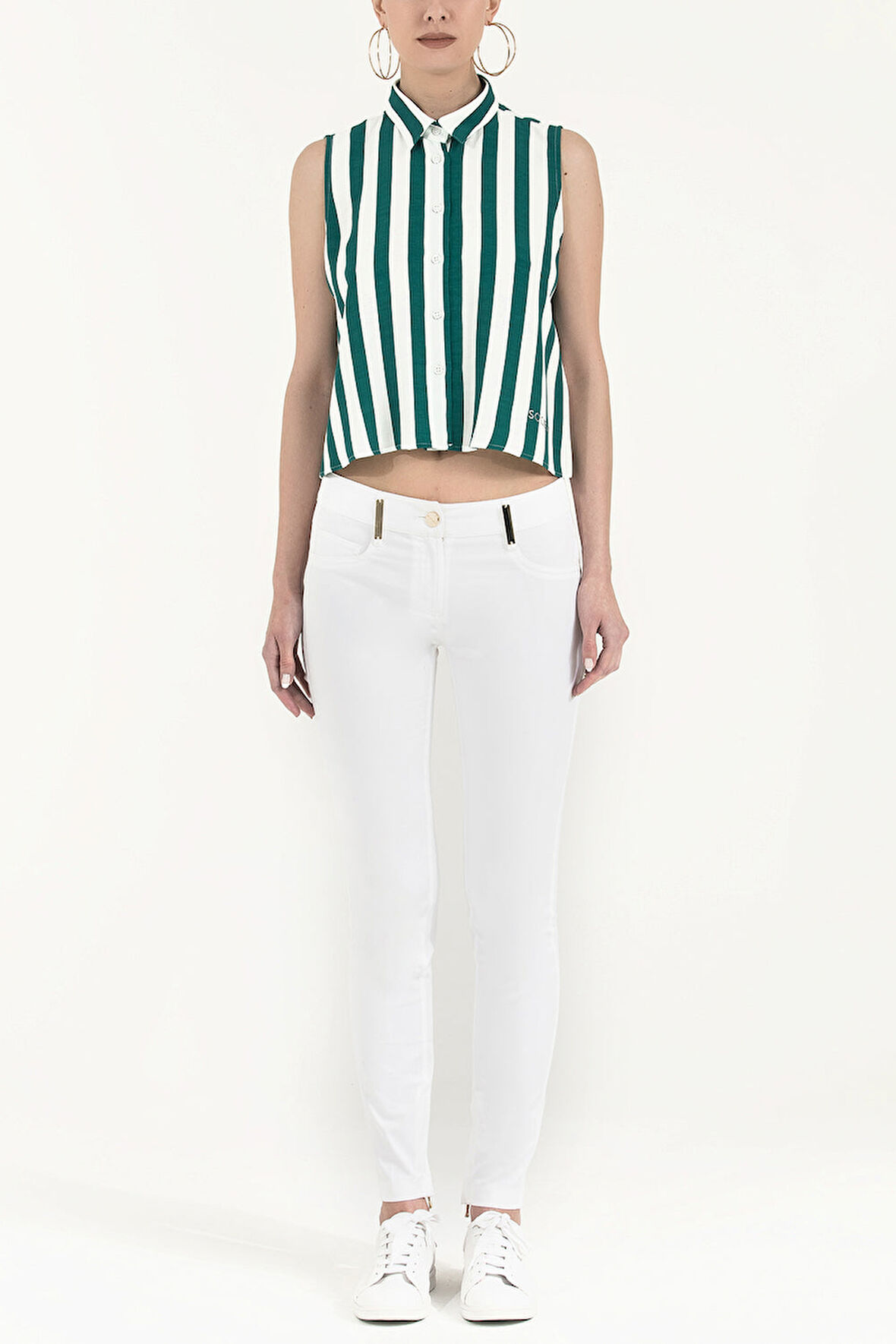 Yeşil Kristal taşlı bluz 19681 | 42