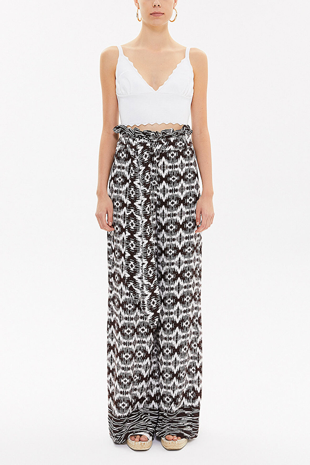 Kahve Yüksek bel bol kesim pantolon 41302 | 42