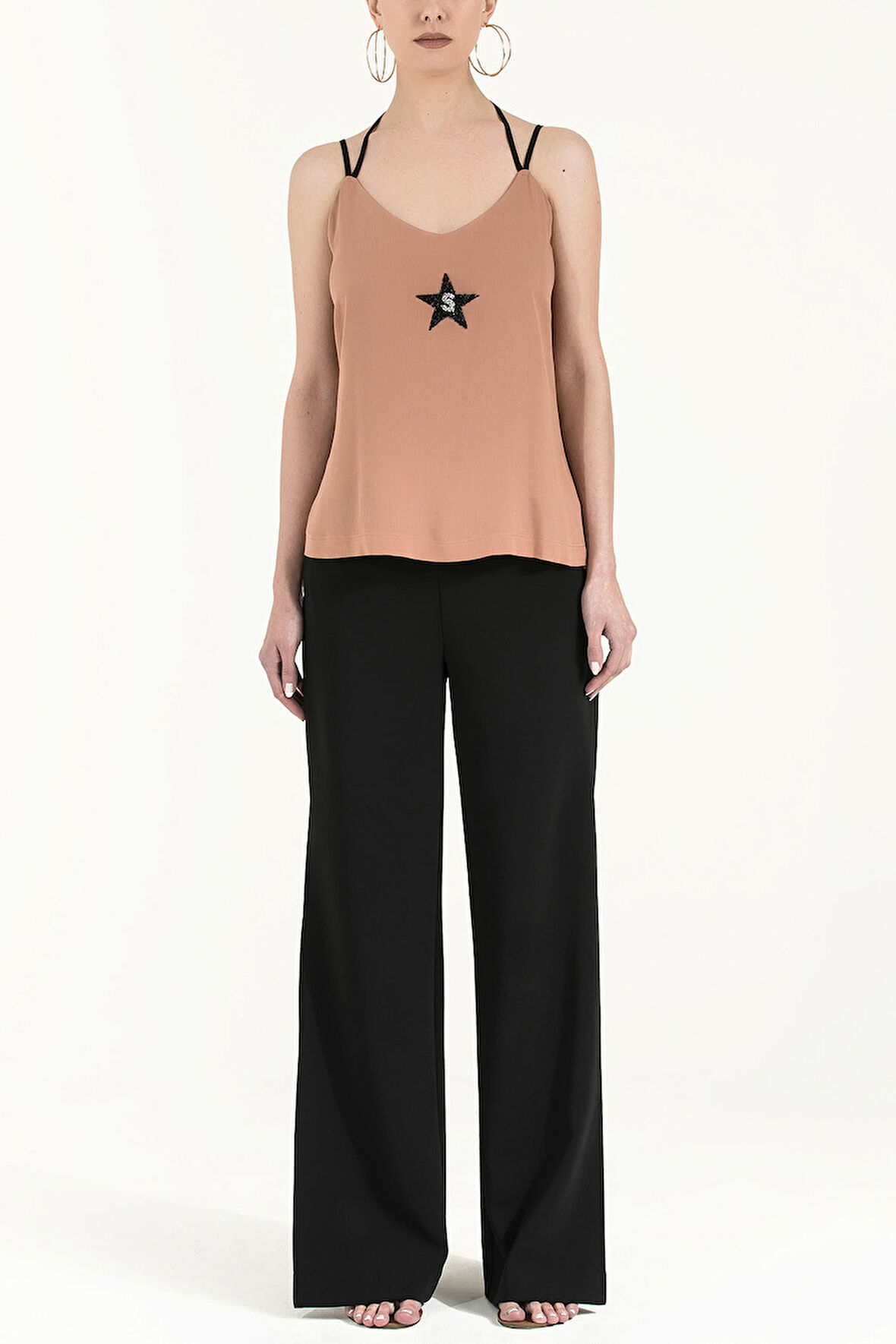 Devetüyü Yıldız taşlı askılı bluz 19690 | 42