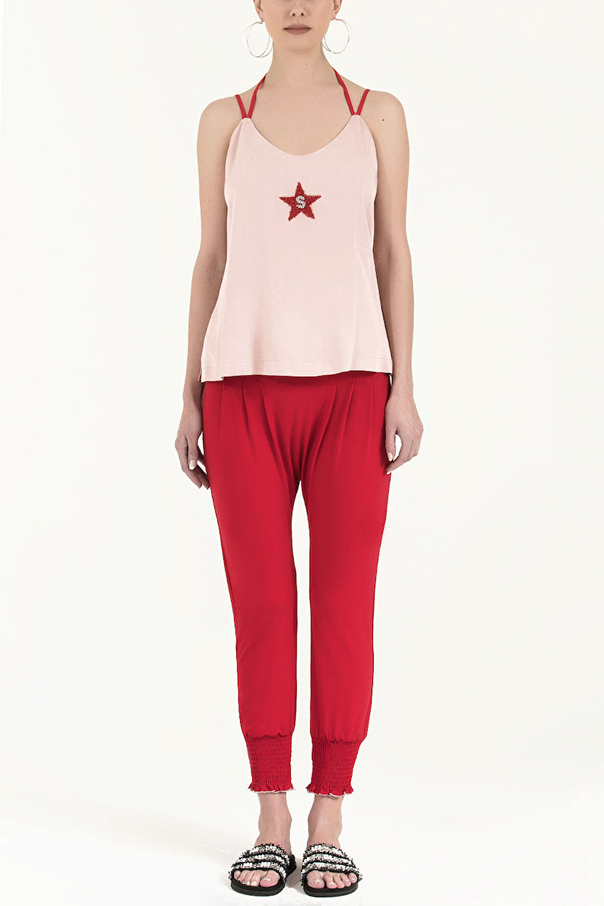 Somon Yıldız taşlı askılı bluz 19690 | 44