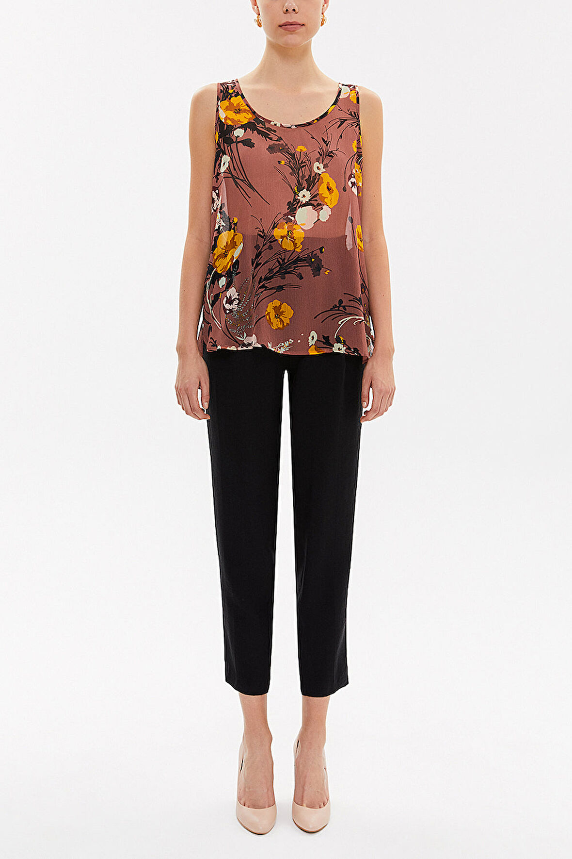 Somon Desenli bol kesim kolsuz bluz 19692 | 42