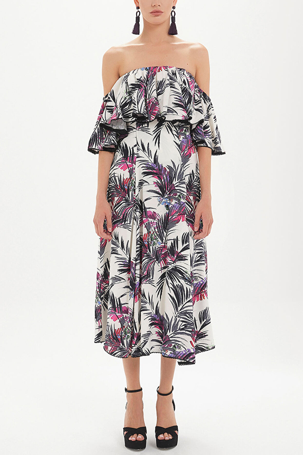 Desenli Yüksek bel pilili etek 81018 | 40