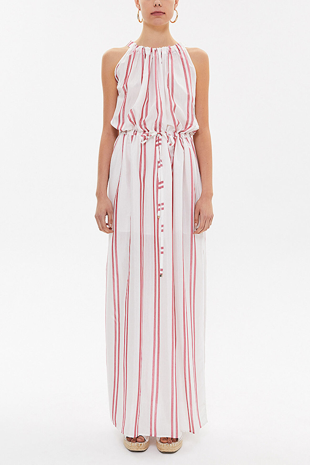 Kırmızı Bağcıklı kolsuz uzun elbise 92385 | 44