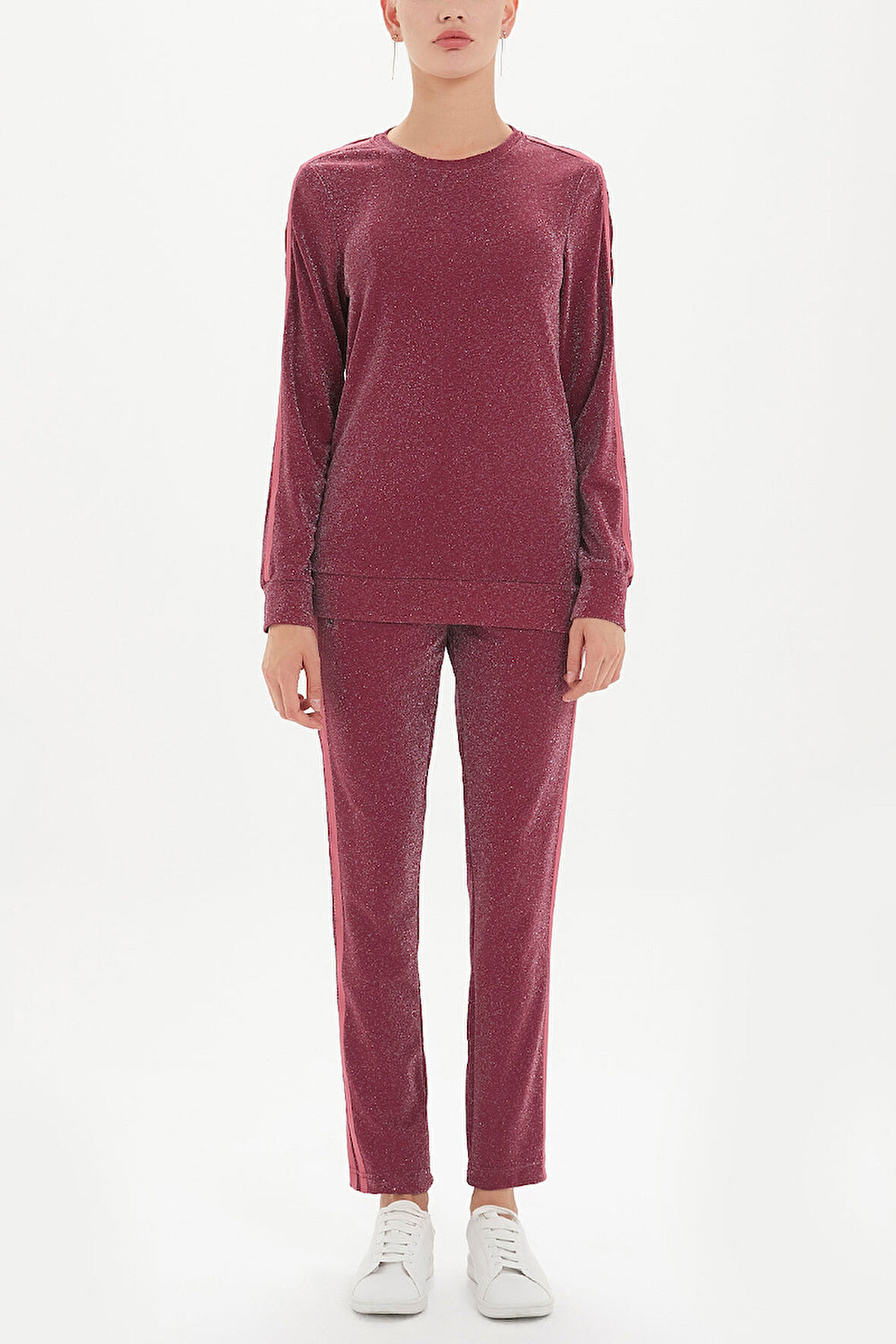 Bordo Şerit detaylı eşofman takım 12223 | 40