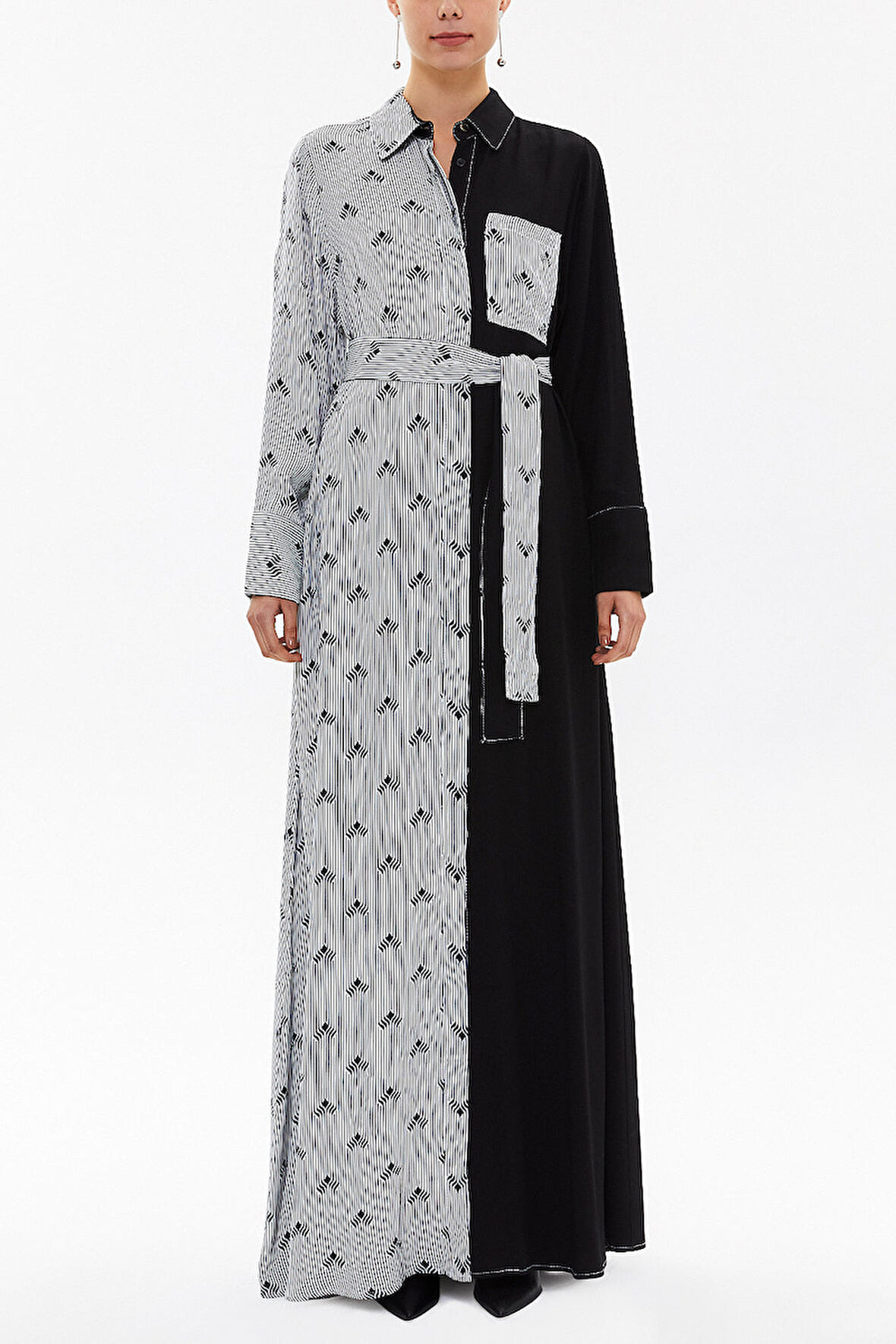 Siyah Bol kesim uzun elbise 92569 | 44