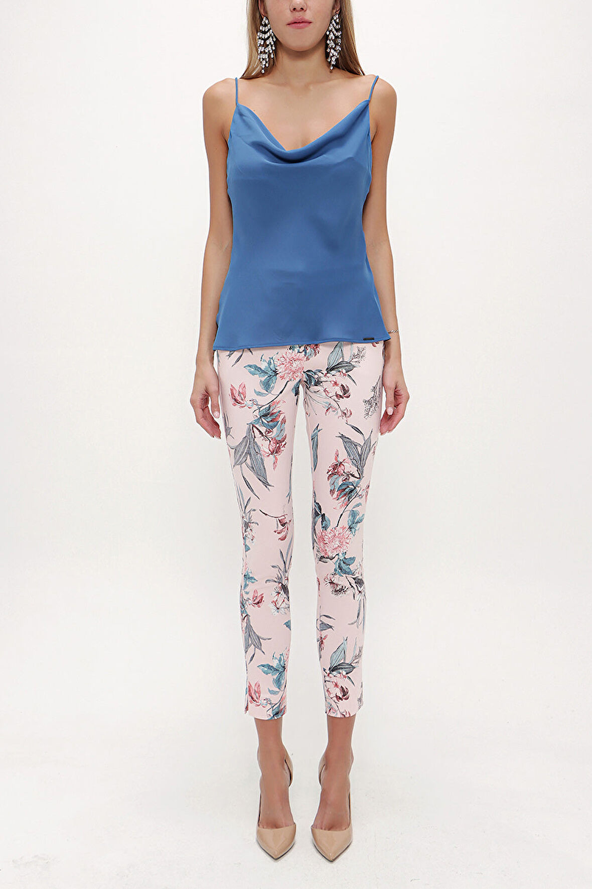 Mavi Degaje yaka askılı bluz 19755 | 42