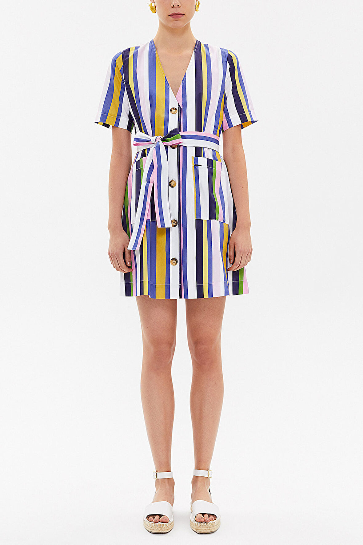 Çizgili Kısa kollu mini elbise 92763 | 40