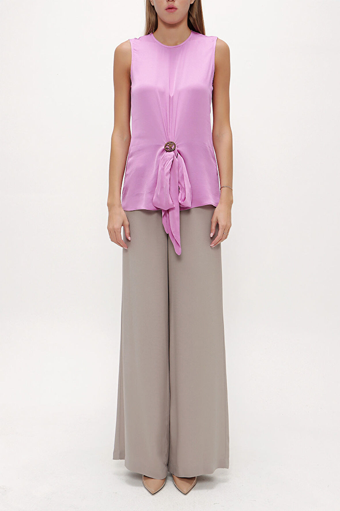 Lila Metal aksesuar detaylı bluz 19753 | 44