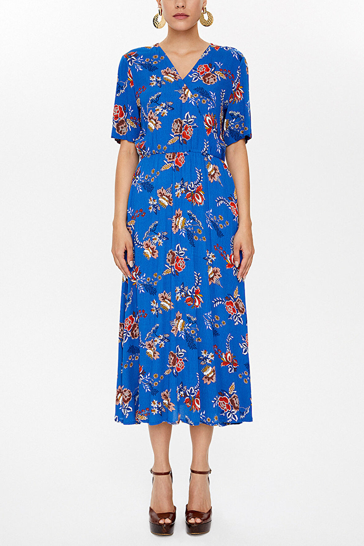 Mavi Anvelop kapama lastikli midi elbise 92790 | 42