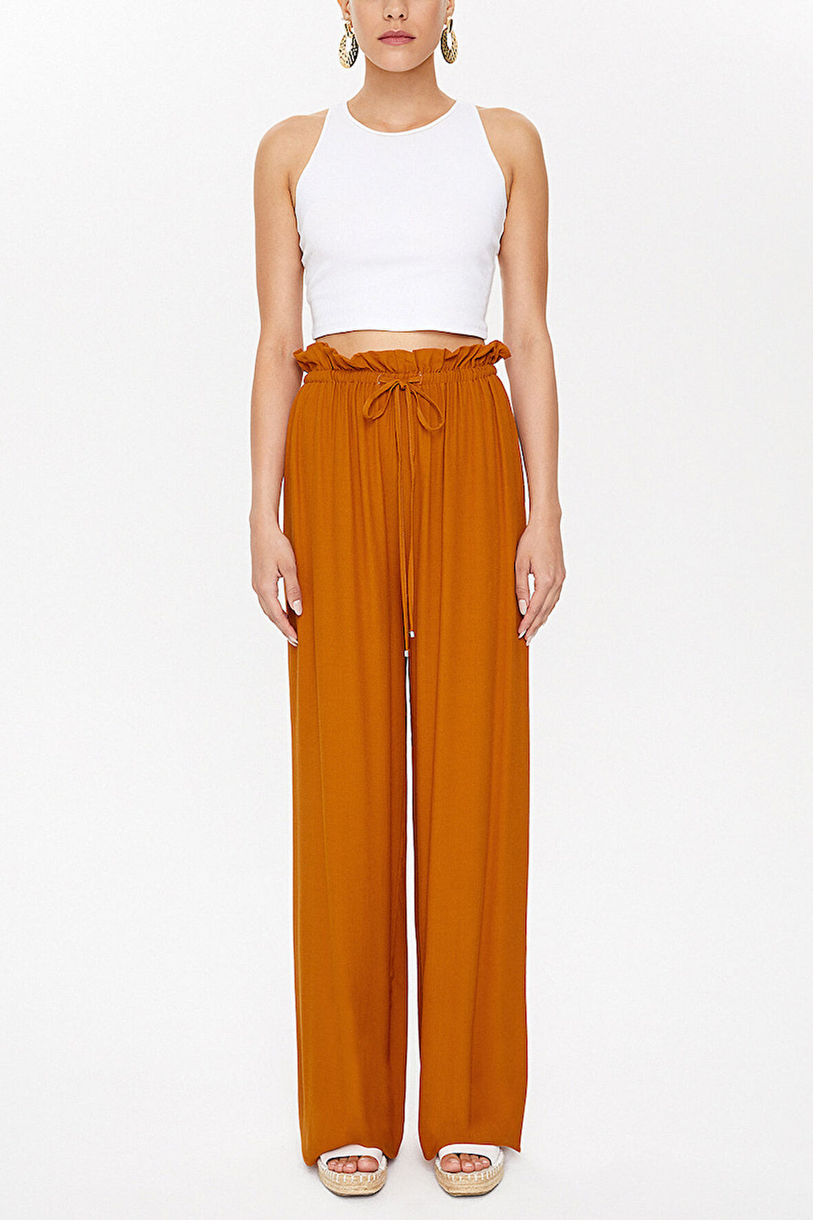 Hardal Beli lastikli bol paça pantolon 41345 | 42