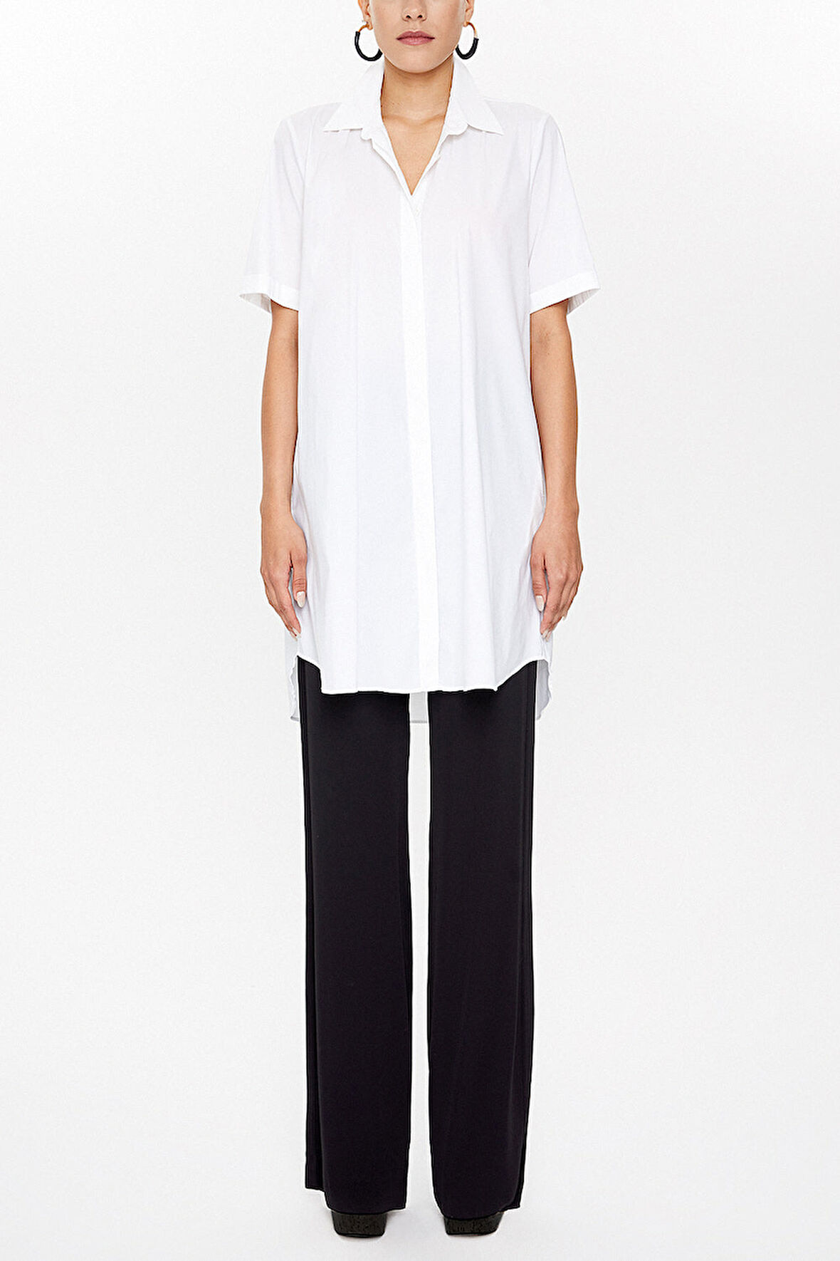 Beyaz Kısa kollu poplin gömlek 10732 | 44