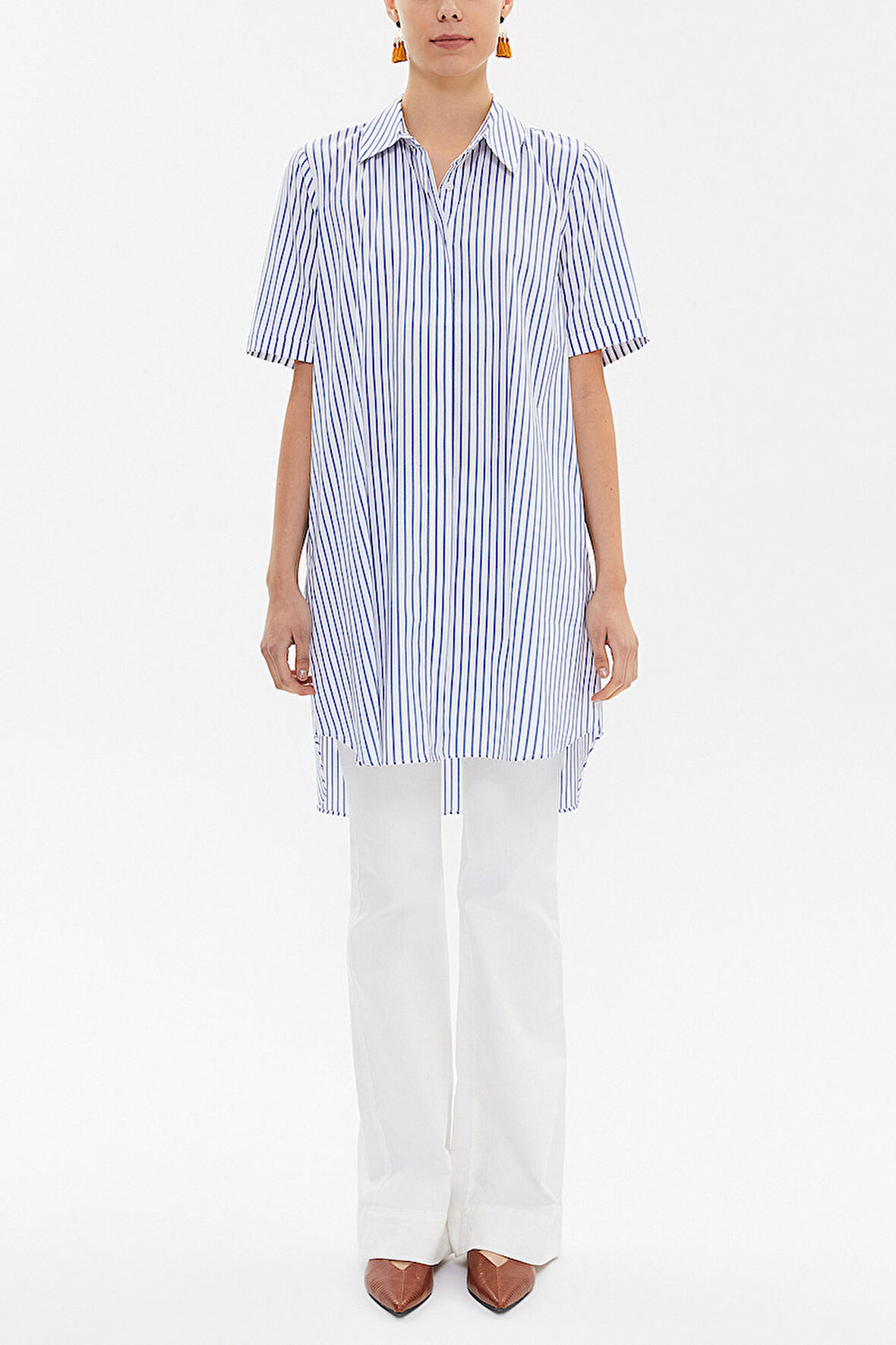 Lacivert Kısa kollu poplin gömlek 10732 | 44