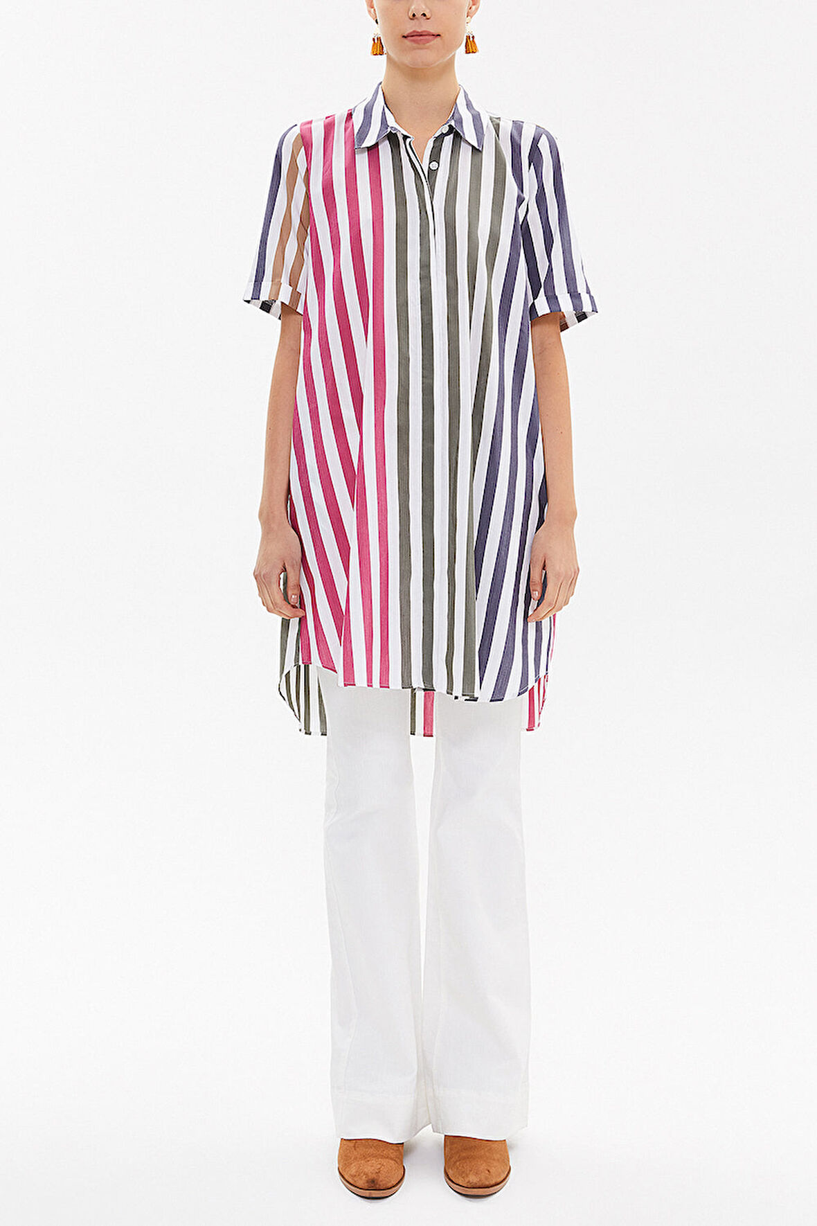 Mor Kısa kollu poplin gömlek 10732 | 46