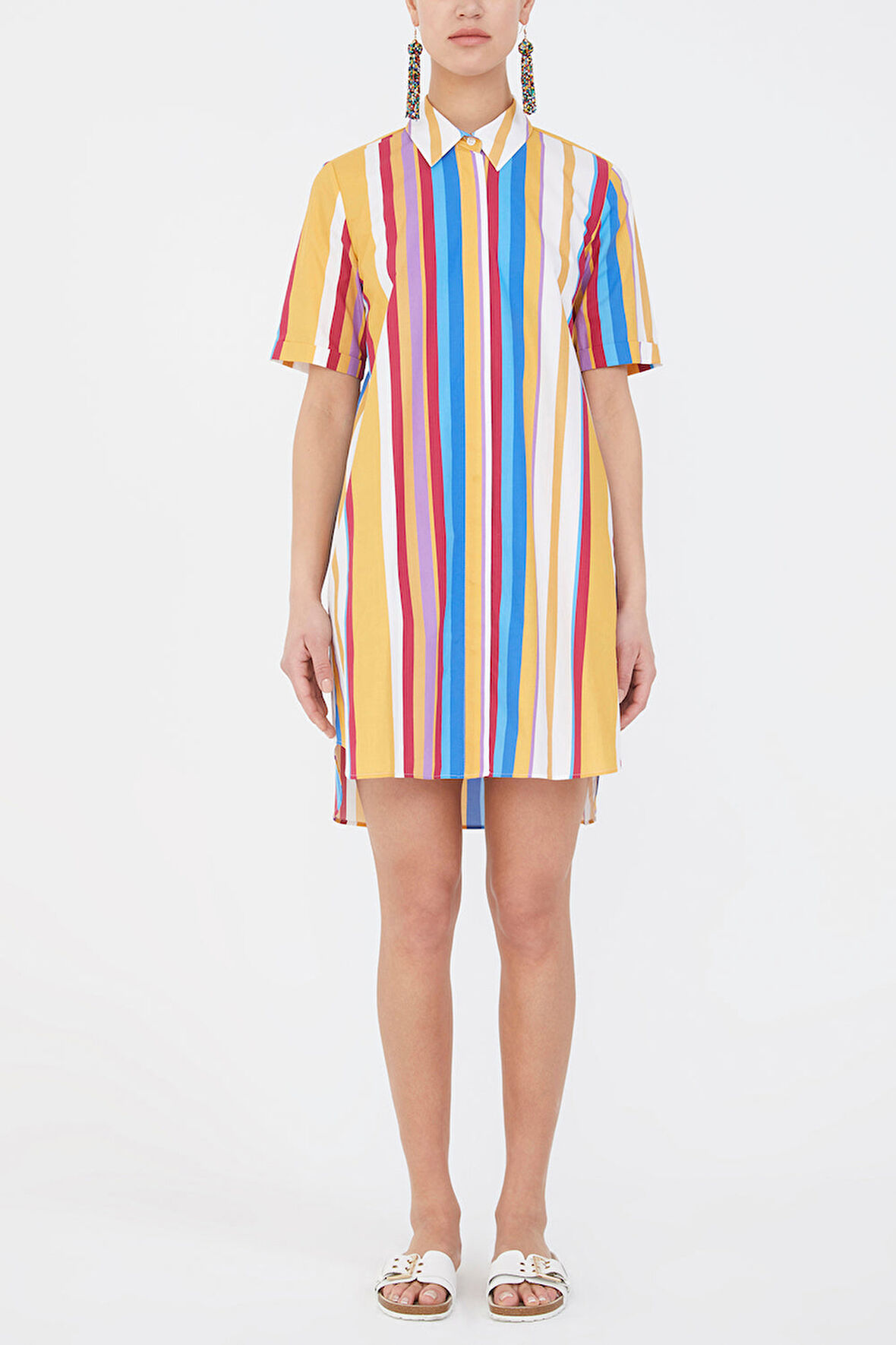 Çizgili Kısa kollu poplin gömlek 10732 | 44