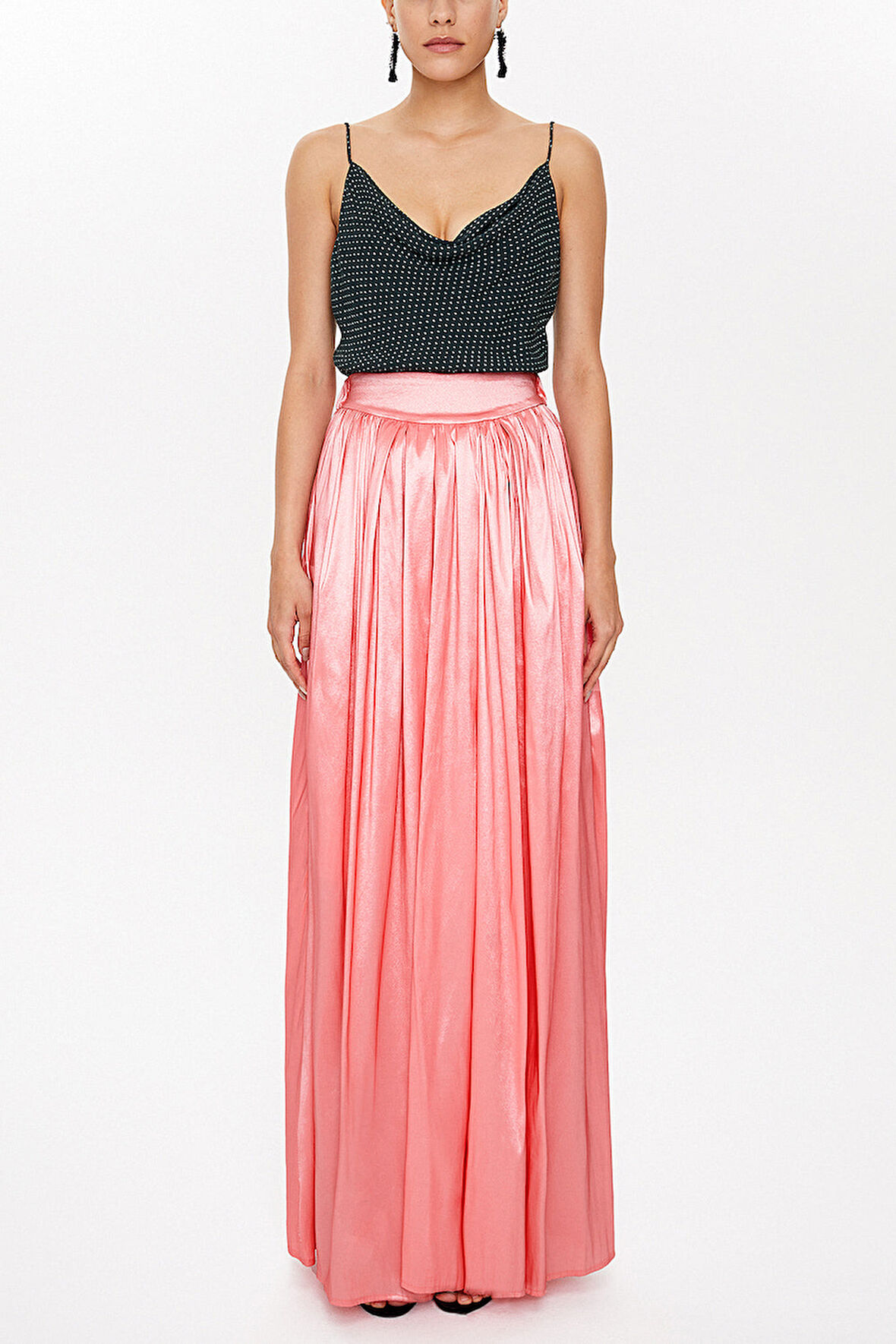 Pembe Lastikli ve büzgülü uzun etek 81072 | 44