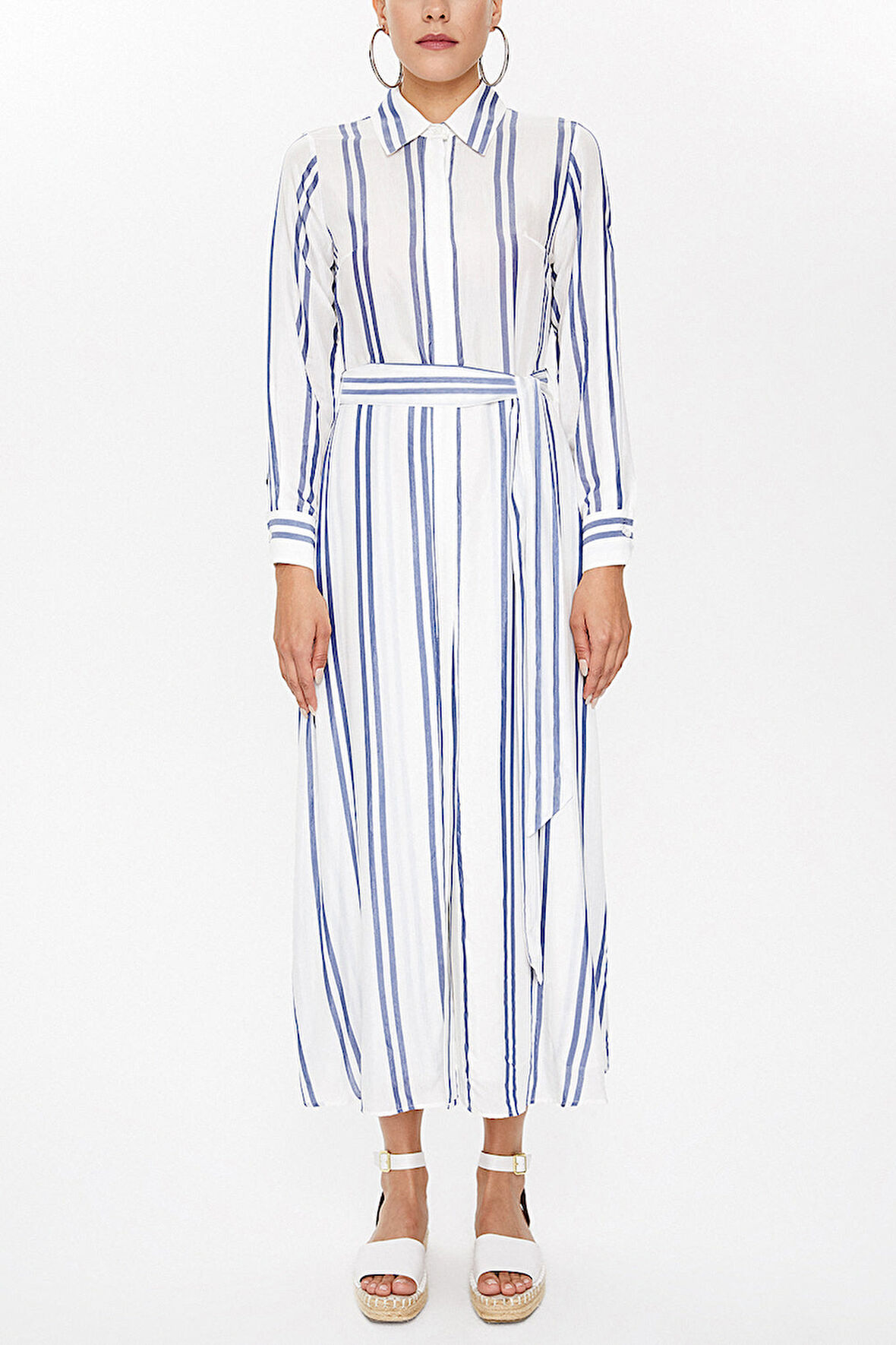 Mavi Çizgili uzun elbise 92879 | 42