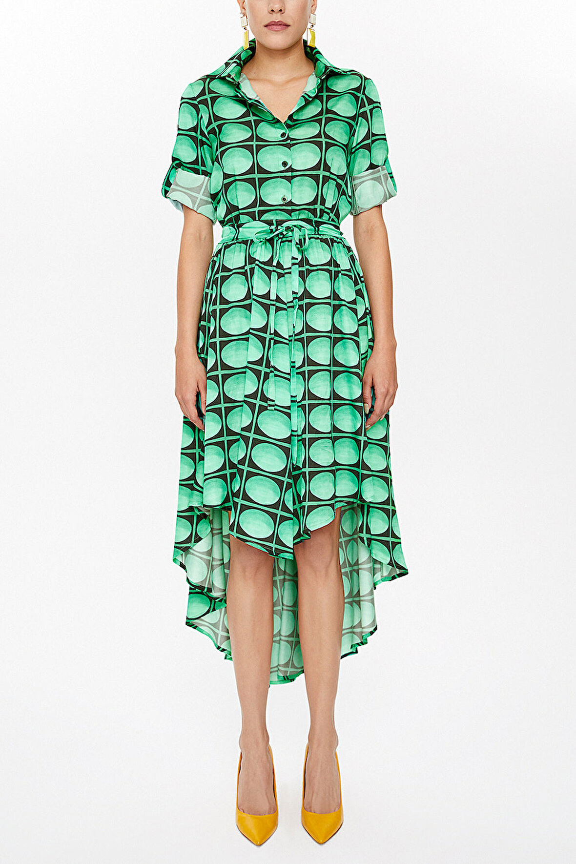 Haki Asimetrik midi elbise 93117 | 44