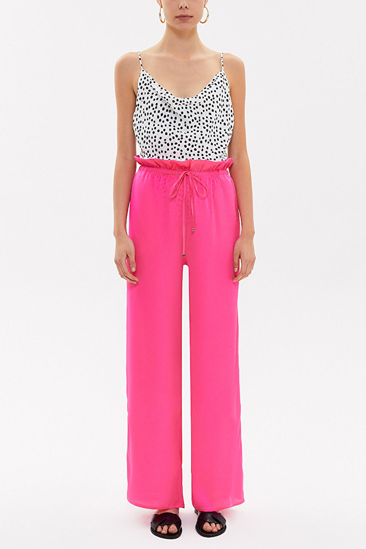 Pembe Bol kesim beli lastikli pantolon 41369 | 40