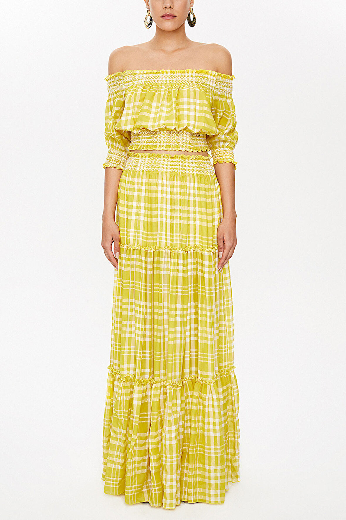 Asit Sarı Gipeli kısa kollu bluz 19803 | 42