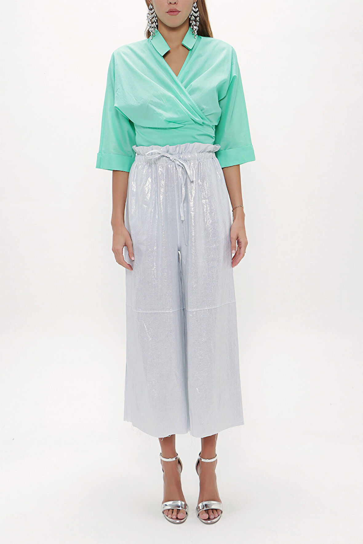 Gümüş Beli lastikli bol kesim pantolon 41510 | 40