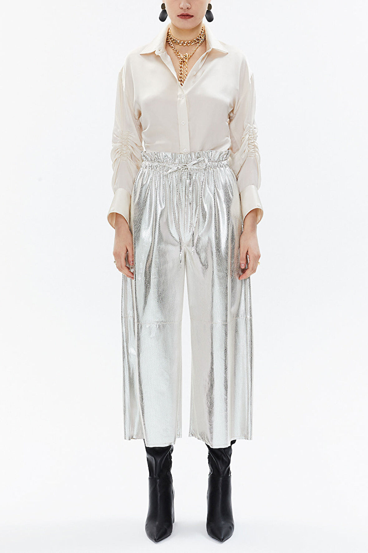 Gri Beli lastikli bol kesim pantolon 41510 | 44