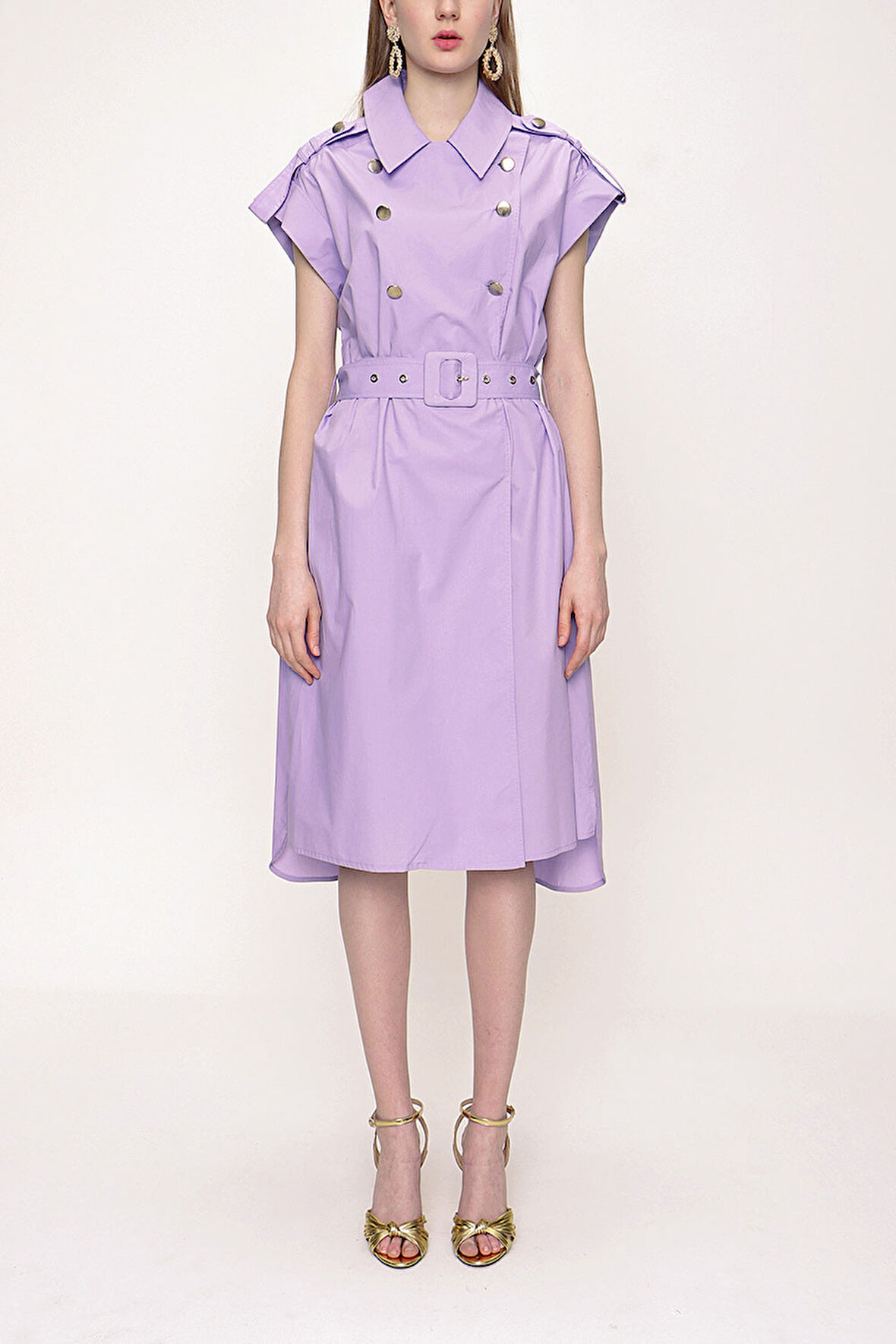 Lila Poplin gömlek elbise 93528 | 40