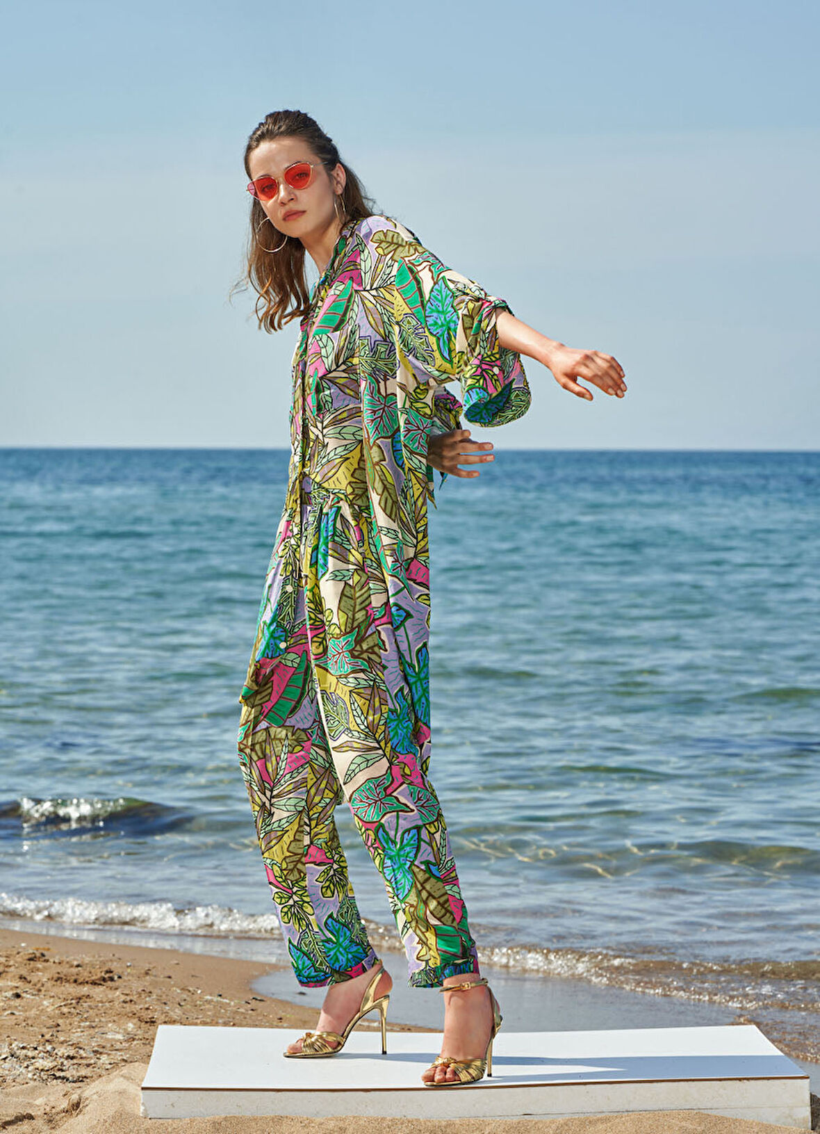 Desenli Beli lastikli bol kesim pantolon 41602 | 40